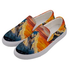 Snow Capped Mountain Himalayas Clouds Landscape Nature Men s Canvas Slip Ons by Cendanart