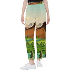 River Between Green Forest With Brown Mountain Women s Pants  by Cendanart