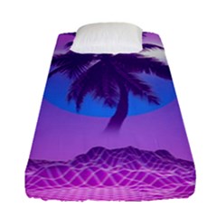Palm Tree Vaporwave Synthwave Retro Style Fitted Sheet (single Size) by Cendanart