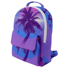 Palm Tree Vaporwave Synthwave Retro Style Flap Pocket Backpack (small) by Cendanart