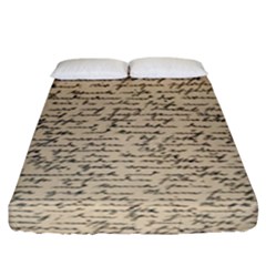 Close Up Photo Of Black Text Old Handwriting Leave Old Script Fitted Sheet (king Size) by Cendanart