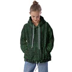 Green Matrix Code Illustration Digital Art Portrait Display Kids  Oversized Hoodie by Cendanart