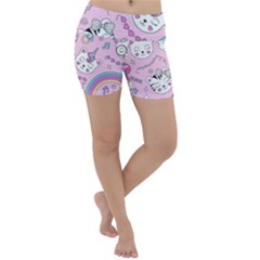 Beautiful Cute Animals Pattern Pink Lightweight Velour Yoga Shorts by Grandong