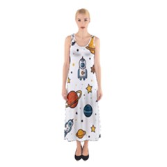 Set Cartoon Symbol Pattern Sleeveless Maxi Dress by Bedest