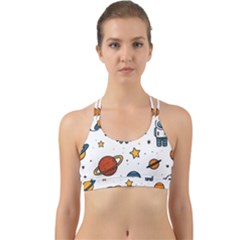 Set Cartoon Symbol Pattern Back Web Sports Bra by Bedest