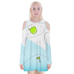 Astronaut Spaceship Velvet Long Sleeve Shoulder Cutout Dress by Bedest