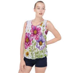 Flourish Colours Invitation Bubble Hem Chiffon Tank Top by Bedest