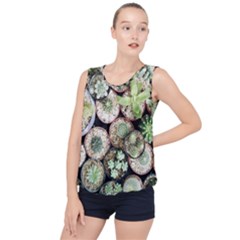 Cactus Nature Plant Desert Bubble Hem Chiffon Tank Top by Bedest