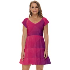 Color Triangle Geometric Textured Short Sleeve Tiered Mini Dress by Grandong