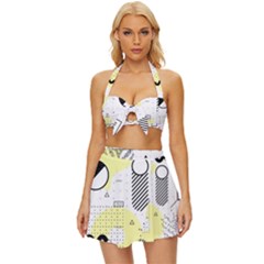 Graphic Design Geometric Background Vintage Style Bikini Top And Skirt Set  by Bedest