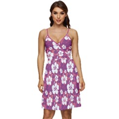 Hibiscus Dark Orchid Hawaii V-neck Pocket Summer Dress  by CoolDesigns