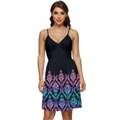 Pinky Damask Black Comfy V-neck Pocket Summer Dress  by CoolDesigns