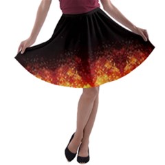 Geometric Flame Black A-line Skater Skirt by CoolDesigns