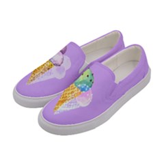 Blue Violet Dessert Sweet Food Snacks Icecream Womens Slip Ons by CoolDesigns