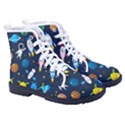 Big Set Cute Astronauts Space Planets Stars Aliens Rockets Ufo Constellations Satellite Moon Rover V Women s High-Top Canvas Sneakers View3