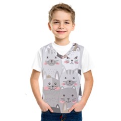 Cute Cats Seamless Pattern Kids  Basketball Tank Top by Bedest