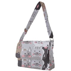 Cute Cats Seamless Pattern Full Print Messenger Bag (l) by Bedest