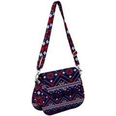 Ukrainian Folk Seamless Pattern Ornament Art Saddle Handbag by Bedest