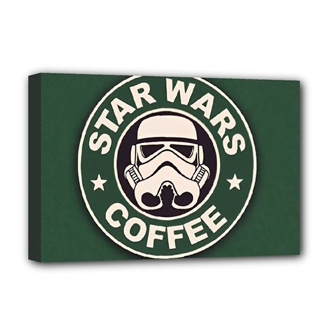 Stormtrooper Coffee Deluxe Canvas 18  X 12  (stretched) by Cendanart