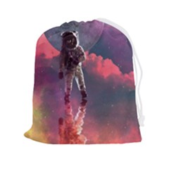 Aesthetic Astronautics Atmosphere Blue Clouds Cosmos Fantasy Galaxy Drawstring Pouch (2xl) by Cendanart