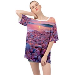 Sea Beach Water Sunset Ocean Oversized Chiffon Top by Ndabl3x