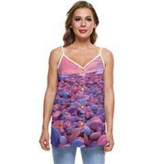 Sea Beach Water Sunset Ocean Casual Spaghetti Strap Chiffon Top by Ndabl3x