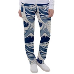 Japanese Wave Pattern Women s Casual Pants by Cendanart