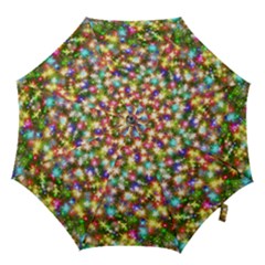 Star Colorful Christmas Abstract Hook Handle Umbrellas (medium) by Cendanart