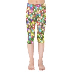 Star Colorful Christmas Abstract Kids  Capri Leggings  by Cendanart