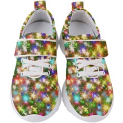 Star Colorful Christmas Abstract Kids  Velcro Strap Shoes by Cendanart
