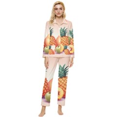 Fruit Pattern Apple Abstract Food Womens  Long Sleeve Velvet Pocket Pajamas Set by Proyonanggan