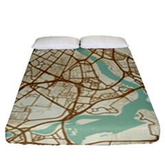 Mapart Dubai Map Fitted Sheet (queen Size) by Proyonanggan