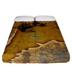 Vintage Map Of The World Continent Fitted Sheet (king Size) by Proyonanggan