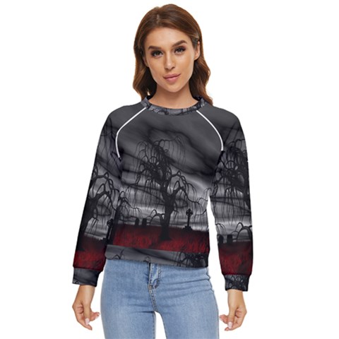 Grave Yard Dark Fantasy Trees Women s Long Sleeve Raglan T-shirt by Cemarart
