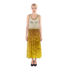Light Beer Texture Foam Drink In A Glass Sleeveless Maxi Dress by Cemarart