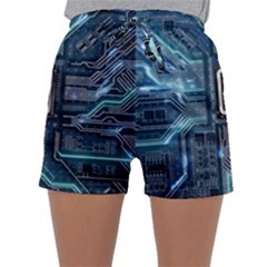 Circuit Board Motherboard Sleepwear Shorts by Cemarart