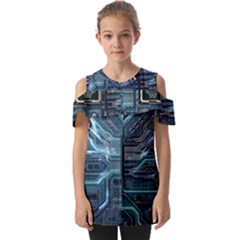 Circuit Board Motherboard Fold Over Open Sleeve Top by Cemarart