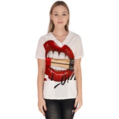 Adobe Express 20220717 1721280 9235749027681339 Fashion-printed-clothing-accessories (1) Women s V-neck Scrub Top by sunkissedallure