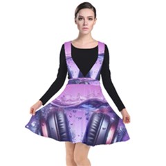 Headphones Sound Audio Music Radio Plunge Pinafore Dress by Hannah976
