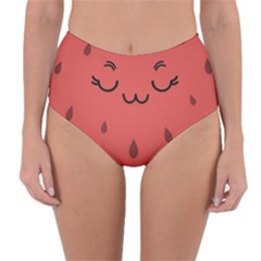 Watermelon Lock Love Reversible High-waist Bikini Bottoms by Cemarart
