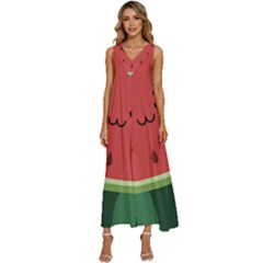 Watermelon Lock Love V-neck Sleeveless Loose Fit Overalls by Cemarart