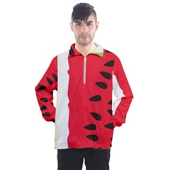 Watermelon Black Green Melon Red Men s Half Zip Pullover by Cemarart