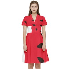 Watermelon Black Green Melon Red Short Sleeve Waist Detail Dress by Cemarart