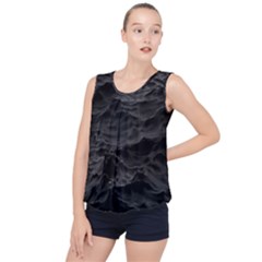 Black Sea Minimalist Dark Aesthetics Vaporwave Bubble Hem Chiffon Tank Top by Cemarart