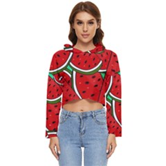 Summer Watermelon Fruit Women s Lightweight Cropped Hoodie by Cemarart