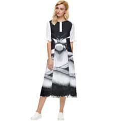 Png Houed Bow Sleeve Chiffon Midi Dress by saad11