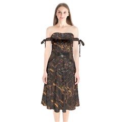 Cube Forma Glow 3d Volume Shoulder Tie Bardot Midi Dress by Bedest