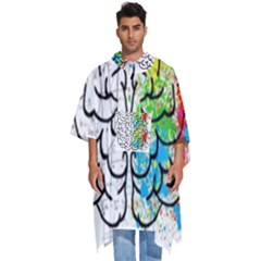 Brain Mind Psychology Idea Drawing Short Overalls Men s Hooded Rain Ponchos by Azkajaya