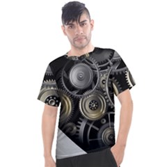 Abstract Style Gears Gold Silver Men s Sport Top by Cemarart