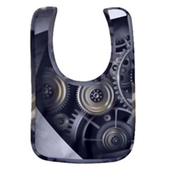 Abstract Style Gears Gold Silver Baby Bib by Cemarart